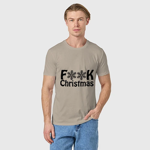 Мужская футболка F@ck christmas / Миндальный – фото 3