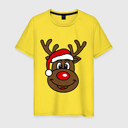 Футболка хлопковая мужская Рождественский олень, цвет: желтый