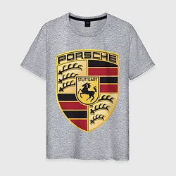 Футболка хлопковая мужская Porsche, цвет: меланж