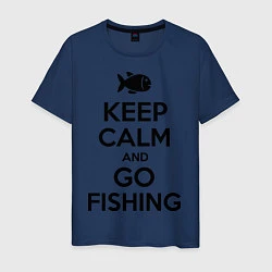 Футболка хлопковая мужская Keep Calm & Go fishing, цвет: тёмно-синий