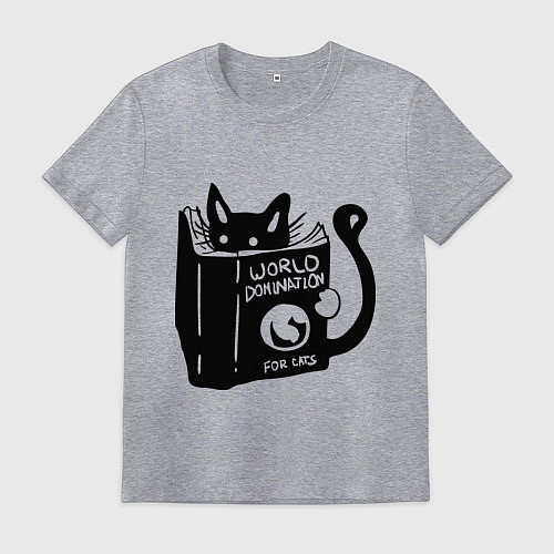 Мужская футболка Кот с книгой / Меланж – фото 1