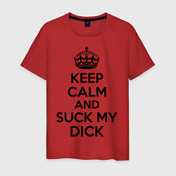 Футболка хлопковая мужская Keep Calm & Suck My Dick цвета красный — фото 1