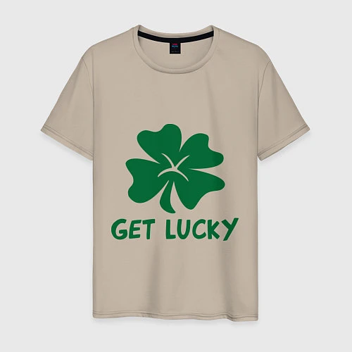 Мужская футболка Get lucky / Миндальный – фото 1