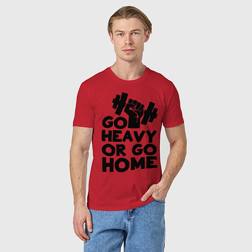 Мужская футболка Go heavy or go home / Красный – фото 3