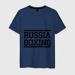 Футболка хлопковая мужская Russia boxing, цвет: тёмно-синий