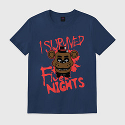 Футболка хлопковая мужская I Survived Five Night, цвет: тёмно-синий