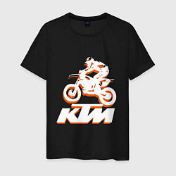 Футболка хлопковая мужская KTM белый, цвет: черный