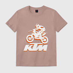 Футболка хлопковая мужская KTM белый, цвет: пыльно-розовый