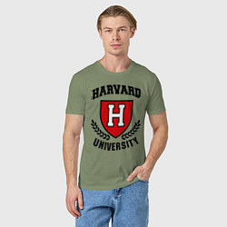 Футболка хлопковая мужская Harvard University, цвет: авокадо — фото 2