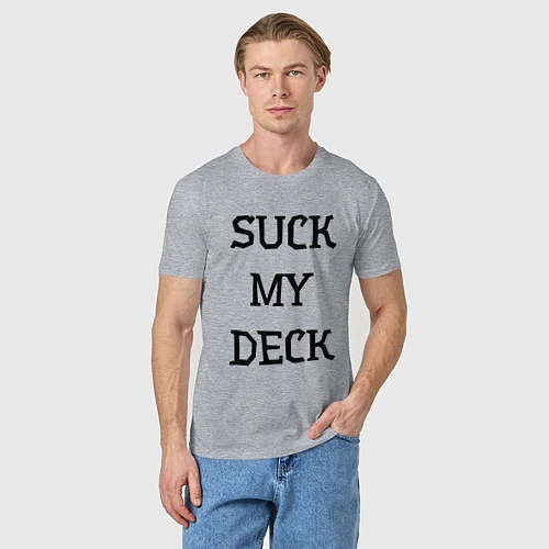 Мужская футболка Suck my deck / Меланж – фото 3