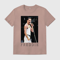 Футболка хлопковая мужская Queen: Freddie, цвет: пыльно-розовый