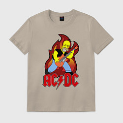 Футболка хлопковая мужская AC/DC Homer, цвет: миндальный