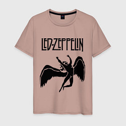 Футболка хлопковая мужская Led Zeppelin Swan, цвет: пыльно-розовый