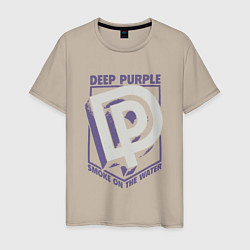 Футболка хлопковая мужская Deep Purple: Smoke on the water, цвет: миндальный