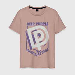 Футболка хлопковая мужская Deep Purple: Smoke on the water, цвет: пыльно-розовый