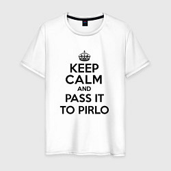 Футболка хлопковая мужская Keep Calm & Pass It To Pirlo цвета белый — фото 1