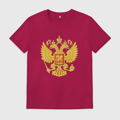Мужская футболка Герб России: золото / Маджента – фото 1