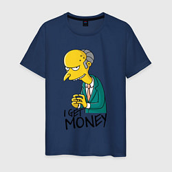 Футболка хлопковая мужская Mr. Burns: I get money, цвет: тёмно-синий