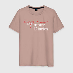 Футболка хлопковая мужская The Vampire Diaries, цвет: пыльно-розовый