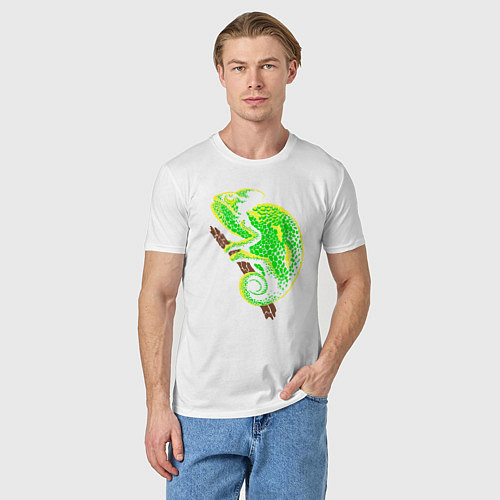 Мужская футболка Кислотный Хамелеон / Белый – фото 3