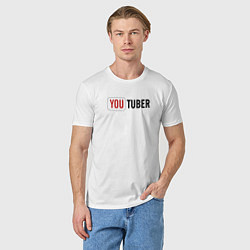 Футболка хлопковая мужская Youtuber, цвет: белый — фото 2