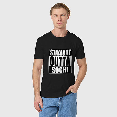 Мужская футболка Straight Outta Sochi / Черный – фото 3
