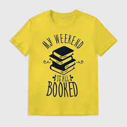Футболка хлопковая мужская MY WEEKEND IS ALL BOOKED, цвет: желтый