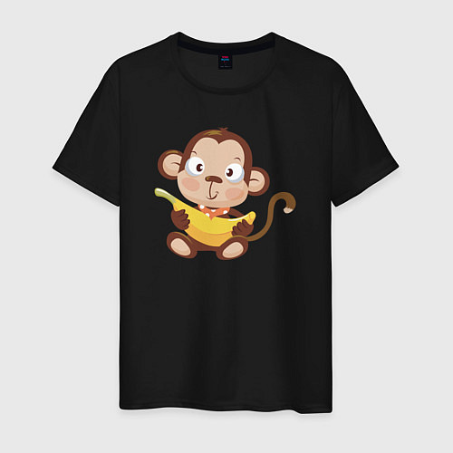 Мужская футболка Обезьянка с бананом / Черный – фото 1