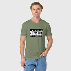 Футболка хлопковая мужская Parental Advisory, цвет: авокадо — фото 2