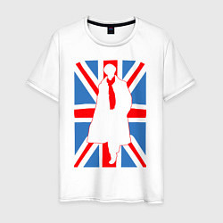 Футболка хлопковая мужская Sherlock Holmes Union Jack, цвет: белый