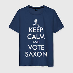 Футболка хлопковая мужская Keep Calm & Vote Saxon, цвет: тёмно-синий