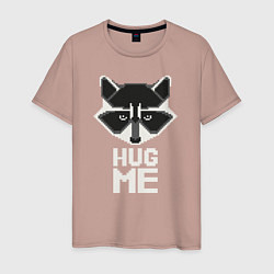 Футболка хлопковая мужская Raccoon: Hug me, цвет: пыльно-розовый