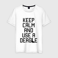Футболка хлопковая мужская Keep Calm & Use a Deagle, цвет: белый
