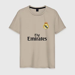 Футболка хлопковая мужская Real Madrid: Fly Emirates, цвет: миндальный