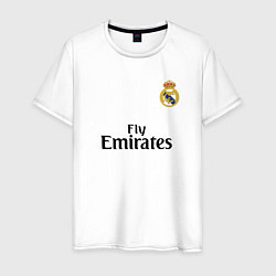 Футболка хлопковая мужская Real Madrid: Fly Emirates, цвет: белый