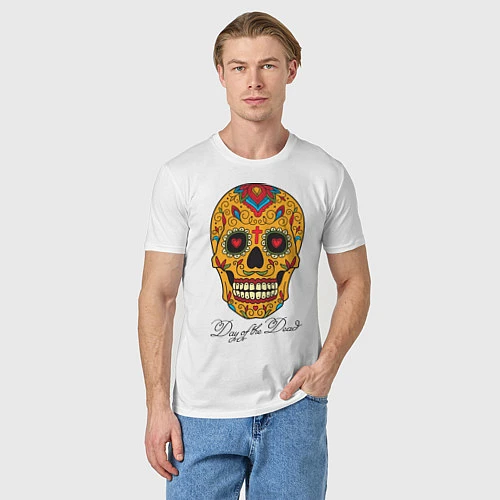 Мужская футболка Мексиканский череп / Белый – фото 3