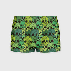 Трусы-боксеры мужские Зеленые черепа - паттерн, цвет: 3D-принт