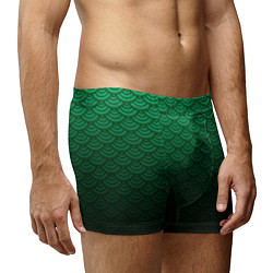 Трусы-боксеры мужские Узор зеленая чешуя дракон, цвет: 3D-принт — фото 2