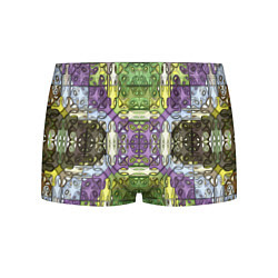 Трусы-боксеры мужские Коллекция Фрактальная мозаика Фиолетово-зеленый, цвет: 3D-принт