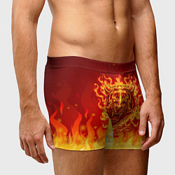 Трусы-боксеры мужские Огненный тигр в пламени, цвет: 3D-принт — фото 2