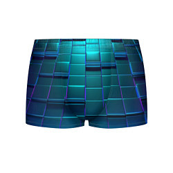 Трусы-боксеры мужские 3D квадраты неоновые, цвет: 3D-принт