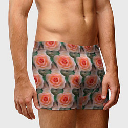 Трусы-боксеры мужские Нежные розы паттерн, цвет: 3D-принт — фото 2
