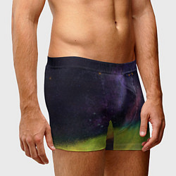 Трусы-боксеры мужские Горный пейзаж со звёздным небом и северным сиянием, цвет: 3D-принт — фото 2