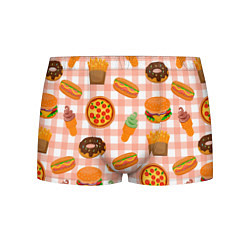 Трусы-боксеры мужские PIZZA DONUT BURGER FRIES ICE CREAM pattern, цвет: 3D-принт