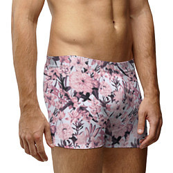 Трусы-боксеры мужские Цветы Розовые Пионы На Светлом Фоне, цвет: 3D-принт — фото 2
