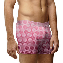 Трусы-боксеры мужские Розовый геометрический градиентный узор, цвет: 3D-принт — фото 2
