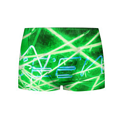 Трусы-боксеры мужские Неоновые лучи и буквы - Зелёный, цвет: 3D-принт