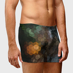 Трусы-боксеры мужские Геометрический 3D узор в серых и коричневых тонах, цвет: 3D-принт — фото 2