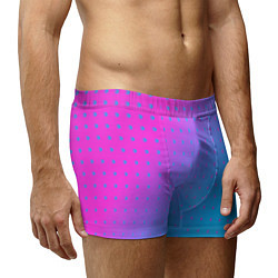 Трусы-боксеры мужские Закат и капли, диагональный градиент с сеткой дотс, цвет: 3D-принт — фото 2