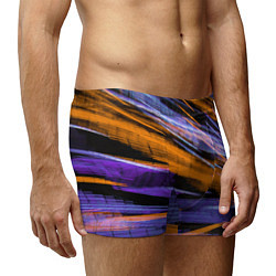 Трусы-боксеры мужские Неоновые прерывающиеся линии - Оранжевый и фиолето, цвет: 3D-принт — фото 2